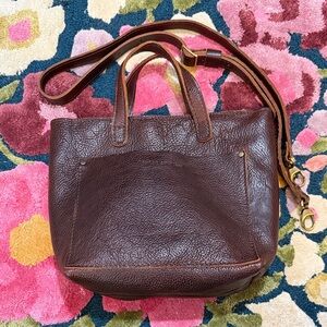 Portland Leather Mini Crossbody Coldbrew Leather Tote Bag w/ Zipper